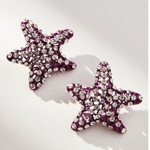 NWT | Anthropologie Crystal Starfish Earrings in Purple